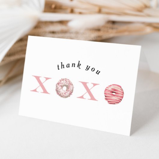 Pink XOXO Donut Valentine Vielen Dank Dankeskarte