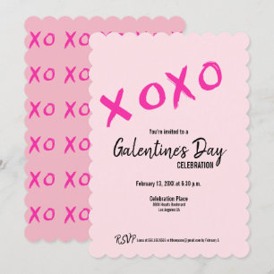 Pink XOXO Niedliches Galentiner-Tag-Party Einladung