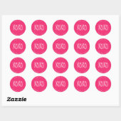 Pink XOXO Romantisches Personalisiertes Runder Aufkleber (Blatt)