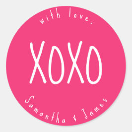 Pink XOXO Romantisches Personalisiertes Runder Aufkleber