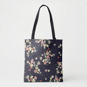 pink yellow and brown small flowers with green lea tasche