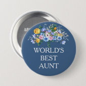 Pink Yellow Blue Floral Beste Tante Button (Vorne & Hinten)