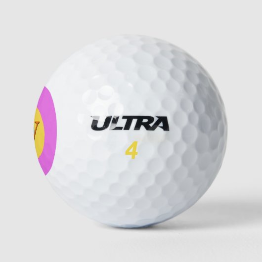 Pink Yellow Blue Monogram Custom Text Golfball (Logo)