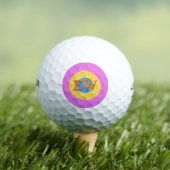 Pink Yellow Blue Monogram Custom Text Golfball (Insitu T-Shirt)