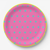 Pink Yellow Blue Polka Dots Pappteller (Vorderseite)