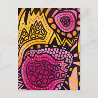 Pink Yellow Boho Abstract Postcard Postkarte