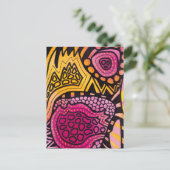 Pink Yellow Boho Abstract Postcard Postkarte (Stehend Vorderseite)