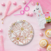 Pink Yellow Boho Daisies Garden Party Pappteller (Party)
