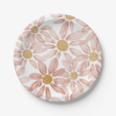 Pink Yellow Boho Wild Daisies Pappteller (Vorderseite)