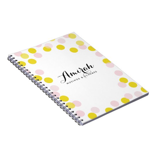 Pink & Yellow Confetti Polka Dots Custom Notebook Notizblock (Rechte Seite)
