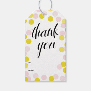 Pink & Yellow Confetti Polka Dots Vielen Dank Geschenkanhänger