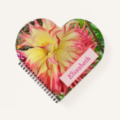 Pink & Yellow Dahlia Herzbuch Notizblock (Vorderseite)