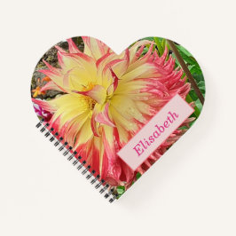 Pink & Yellow Dahlia Herzbuch Notizblock