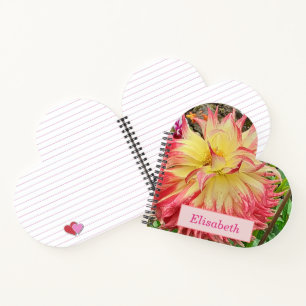 Pink & Yellow Dahlia Herzbuch Notizblock
