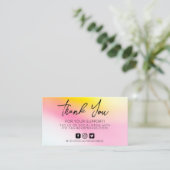 Pink Yellow Danke Whimsical Business Card Visitenkarte (Stehend Vorderseite)