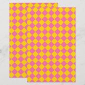Pink Yellow Diamond Harlequin Schachbrett Pattern Briefpapier (Vorne/Hinten)