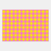 Pink Yellow Diamond Harlequin Schachbrett Pattern Geschenkpapier Set (Vorderseite 3)