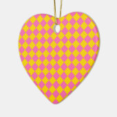Pink Yellow Diamond Harlequin Schachbrett Pattern Keramik Ornament (Links)