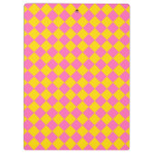 Pink Yellow Diamond Harlequin Schachbrett Pattern Klemmbrett (Rückseite)