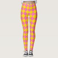 Pink Yellow Diamond Harlequin Schachbrett Pattern