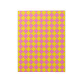 Pink Yellow Diamond Harlequin Schachbrett Pattern Notizblock (Rotiert)