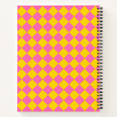 Pink Yellow Diamond Harlequin Schachbrett Pattern Notizblock (Rückseite)