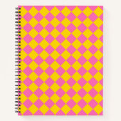 Pink Yellow Diamond Harlequin Schachbrett Pattern Notizblock (Vorderseite)
