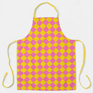 Pink Yellow Diamond Harlequin Schachbrett Pattern Schürze