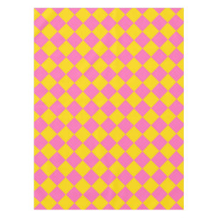 Pink Yellow Diamond Harlequin Schachbrett Pattern Tischdecke