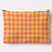 Pink Yellow Diamond Harlequin Schachbrett Pattern Zubehörtasche (Rückseite)