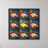 Pink Yellow Flamingo Bird Foto Muster Dare Quote Leinwanddruck (Vorderseite)