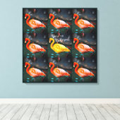 Pink Yellow Flamingo Bird Foto Muster Dare Quote Leinwanddruck (Insitu (Holzboden))