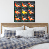 Pink Yellow Flamingo Bird Foto Muster Dare Quote Leinwanddruck (Insitu (Schlafzimmer))
