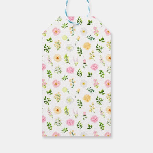 Pink Yellow Floral Birthday Party Thank You Geschenkanhänger (Rückseite)