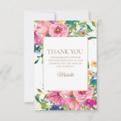 Pink Yellow Floral Geburtstag Vielen Dank Dankeskarte (Vorderseite)