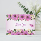 Pink Yellow Floral Rustic Elegant Wedding Dankeskarte (Stehend Vorderseite)