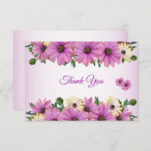 Pink Yellow Floral Rustic Elegant Wedding Dankeskarte (Vorne/Hinten)