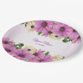 Pink Yellow Floral Rustic Elegant Wedding Party Pappteller (Schrägansicht)