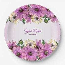 Pink Yellow Floral Rustic Elegant Wedding Party Pappteller