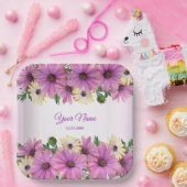 Pink Yellow Floral Rustic Elegant Wedding Party Pappteller (Party)