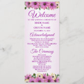 Pink Yellow Floral Rustic Elegant Wedding Programm (Vorderseite)