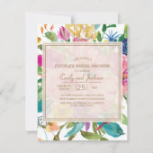 Pink Yellow Floral Script Couple's Brautparty Einladung (Vorderseite)