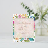 Pink Yellow Floral Script Couple's Brautparty Einladung (Stehend Vorderseite)