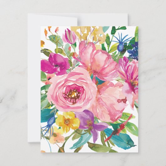 Pink Yellow Floral Script Couple's Brautparty Einladung (Rückseite)