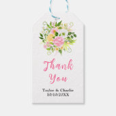Pink Yellow Floral Wedding Danke Geschenkanhänger (Vorderseite)