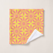 Pink Yellow Flower Seamless Pattern Badhandtuch Set (Waschlappen)