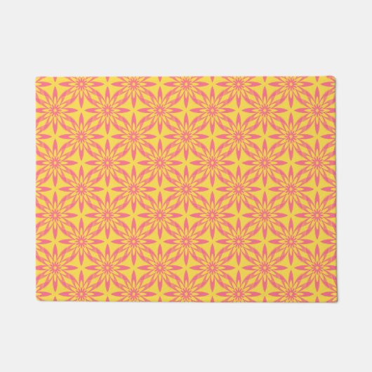 Pink Yellow Flower Seamless Pattern Fußmatte (Vorderseite)
