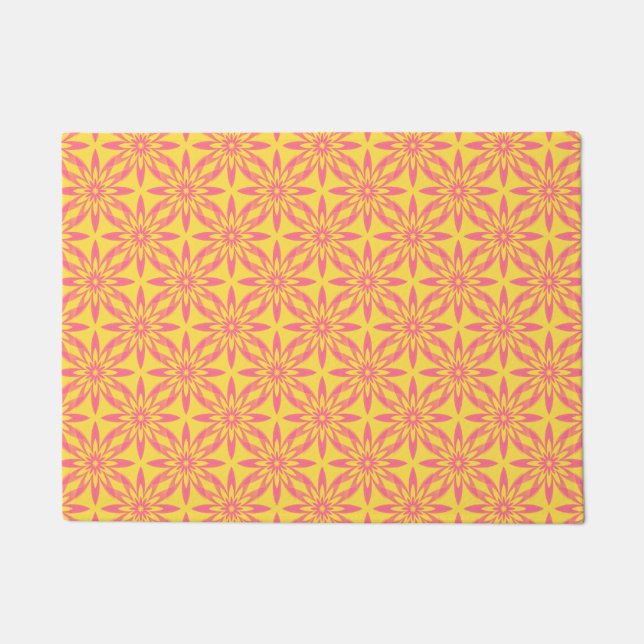 Pink Yellow Flower Seamless Pattern Fußmatte (Vorderseite)
