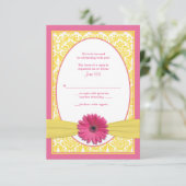 Pink Yellow Gerbera Daisy Wedding Repair Card RSVP Karte (Stehend Vorderseite)