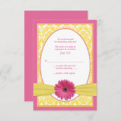 Pink Yellow Gerbera Daisy Wedding Repair Card RSVP Karte (Vorne/Hinten)